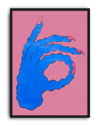 Blue Gesture Modern Duvar Tablosu – Pembe Mavi El İşareti Poster