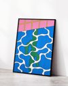 Blue Grid Modern Duvar Tablosu – Mavi Yeşil Abstract Poster