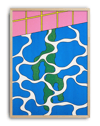 Blue Grid Modern Duvar Tablosu – Mavi Yeşil Abstract Poster