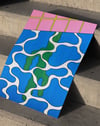 Blue Grid Modern Duvar Tablosu – Mavi Yeşil Abstract Poster