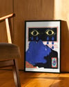 Blue Oracle Modern Duvar Tablosu – Mavi Siyah Sürreal Figüratif Poster