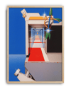 Blue Portal Modern Duvar Tablosu – Mavi Kırmızı Retro Futuristik Poster