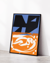 Blue Signal Modern Duvar Tablosu – Mavi Turuncu Abstract Poster
