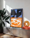 Blue Signal Modern Duvar Tablosu – Mavi Turuncu Abstract Poster