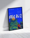 Blue Terrain Modern Duvar Tablosu – Mavi Jeolojik Abstract Poster
