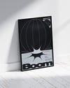 Boom Orbit Modern Duvar Tablosu – Siyah Beyaz Optik Tipografik Poster