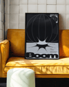 Boom Orbit Modern Duvar Tablosu – Siyah Beyaz Optik Tipografik Poster