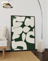 Botanic Flow Modern Duvar Tablosu – Yeşil Beyaz Minimal Abstract Poster