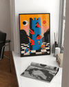 Burning Tower Modern Duvar Tablosu – Sürreal Mavi Kule ve Alev Poster