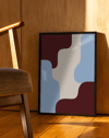 Calm Blocks Modern Duvar Tablosu – Bordo Mavi Minimal Abstract Poster