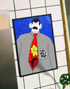 Can I Help You Mavi Kırmızı Figüratif Duvar Tablosu - İllüstrasyon Poster
