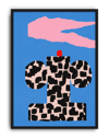Checkered Totem Modern Duvar Tablosu – Mavi Zeminli Geometrik Abstract Poster