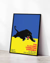 Clifford Thornton Panther Modern Duvar Tablosu - Mavi Sarı Jazz Poster