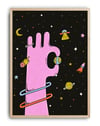 Cosmic Hand Modern Duvar Tablosu – Pembe El ve Uzay Poster