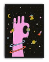 Cosmic Hand Modern Duvar Tablosu – Pembe El ve Uzay Poster