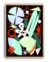 Cosmic Shapes Modern Duvar Tablosu – Siyah Zeminli Renkli Geometrik Poster