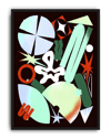 Cosmic Shapes Modern Duvar Tablosu – Siyah Zeminli Renkli Geometrik Poster