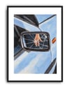Cracked Mirror, Blue Car – Çağdaş Resim ve Modern Duvar Tablosu