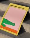 Crocodile Mood Modern Duvar Tablosu – Sarı Pembe Timsah Poster