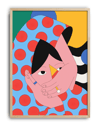 Dot Face Modern Duvar Tablosu – Mavi Kırmızı Figüratif Poster