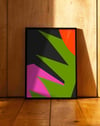 Electric Bloom Pembe Yeşil Soyut Geometrik Duvar Tablosu