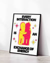 Exchange of Energy Modern Duvar Tablosu - Sarı Pembe Figüratif Poster