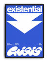Existential Blue Modern Duvar Tablosu – Mavi Tipografik Grafik Poster