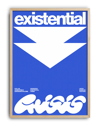 Existential Blue Modern Duvar Tablosu – Mavi Tipografik Grafik Poster