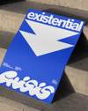 Existential Blue Modern Duvar Tablosu – Mavi Tipografik Grafik Poster