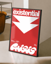 Existential Red Modern Duvar Tablosu – Kırmızı Tipografik Grafik Poster