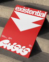 Existential Red Modern Duvar Tablosu – Kırmızı Tipografik Grafik Poster
