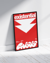 Existential Red Modern Duvar Tablosu – Kırmızı Tipografik Grafik Poster