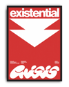 Existential Red Modern Duvar Tablosu – Kırmızı Tipografik Grafik Poster