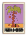 Falling Coconuts Modern Duvar Tablosu - Mor Turuncu Abstract Poster