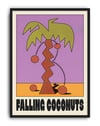 Falling Coconuts Modern Duvar Tablosu - Mor Turuncu Abstract Poster