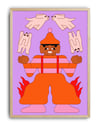 Flame Juggler Mor Turuncu Figüratif Duvar Tablosu - Mor Zeminli İllüstrasyon Poster