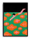 Flower Dive Modern Duvar Tablosu – Yeşil Turuncu Figüratif Poster