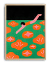 Flower Dive Modern Duvar Tablosu – Yeşil Turuncu Figüratif Poster