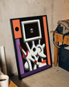 Frame Bloom Modern Duvar Tablosu – Siyah Turuncu Abstract Poster
