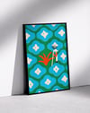 Garden Keeper Modern Duvar Tablosu – Yeşil Mavi Botanik Poster