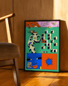 Glitch Puzzle Modern Duvar Tablosu – Renkli Dijital Bulmaca Poster