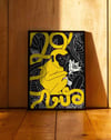 Golden Jungle Modern Duvar Tablosu - Sarı Siyah Maymun Figüratif Poster