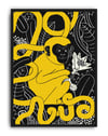 Golden Jungle Modern Duvar Tablosu - Sarı Siyah Maymun Figüratif Poster