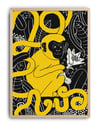 Golden Jungle Modern Duvar Tablosu - Sarı Siyah Maymun Figüratif Poster