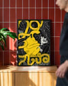 Golden Jungle Modern Duvar Tablosu - Sarı Siyah Maymun Figüratif Poster
