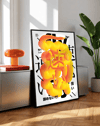 Golden Motion Modern Duvar Tablosu – Sarı Turuncu Japon Tipografik Poster