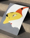 Golden Profile Modern Duvar Tablosu – Sarı Beyaz Sürreal Portre Poster