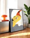 Golden Profile Modern Duvar Tablosu – Sarı Beyaz Sürreal Portre Poster