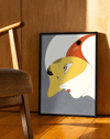 Golden Profile Modern Duvar Tablosu – Sarı Beyaz Sürreal Portre Poster
