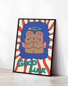 Good Luck Melek Ayıcık Modern Duvar Tablosu - Renkli Figüratif İllüstrasyon Poster